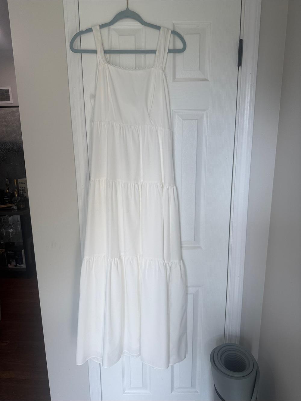 Amazon White Tiered Maxi Dress with Wide Straps